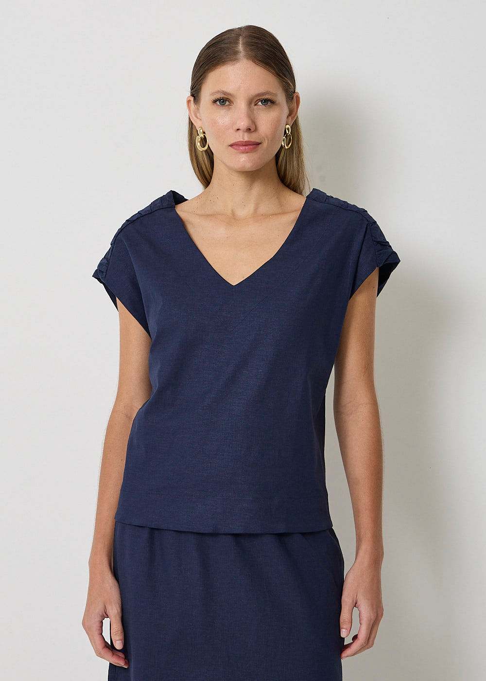58.40.3415MAR BLUSA M/C DETALHE FRANZIDOS