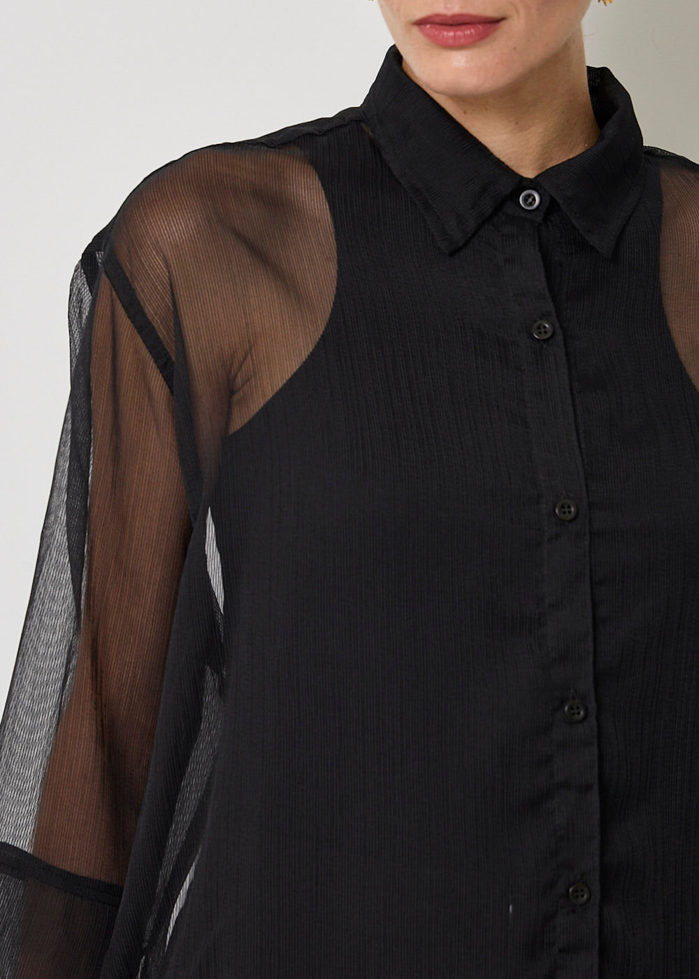 55.40.3420PTO CAMISA OVERSIZED MANGA 3/4 C/ TRANSPARENCIA