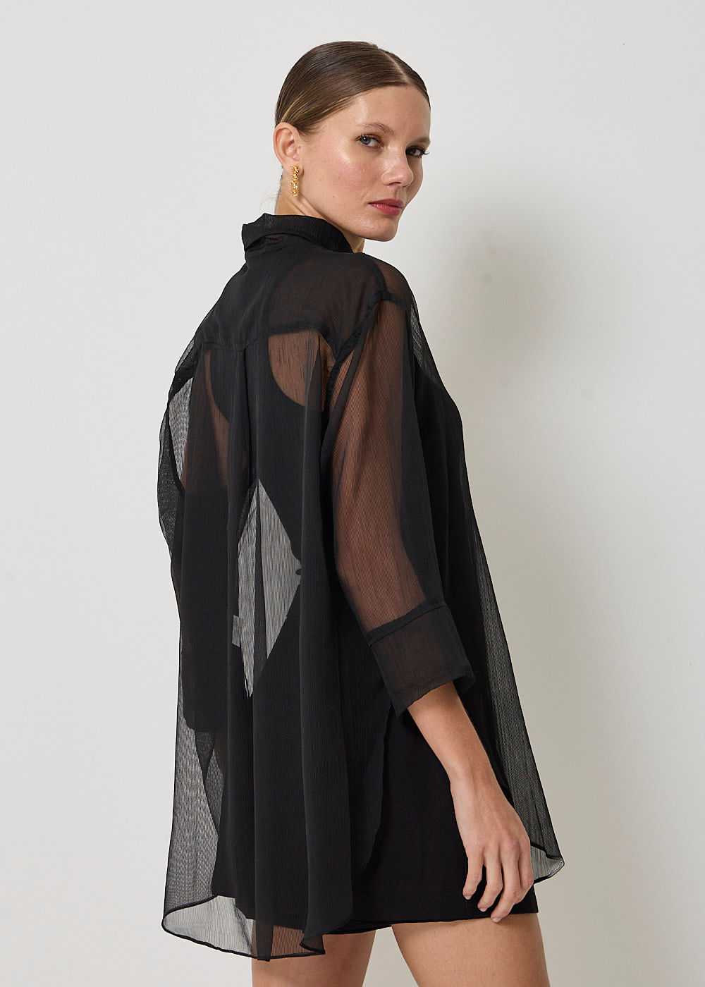 55.40.3420PTO CAMISA OVERSIZED MANGA 3/4 C/ TRANSPARENCIA