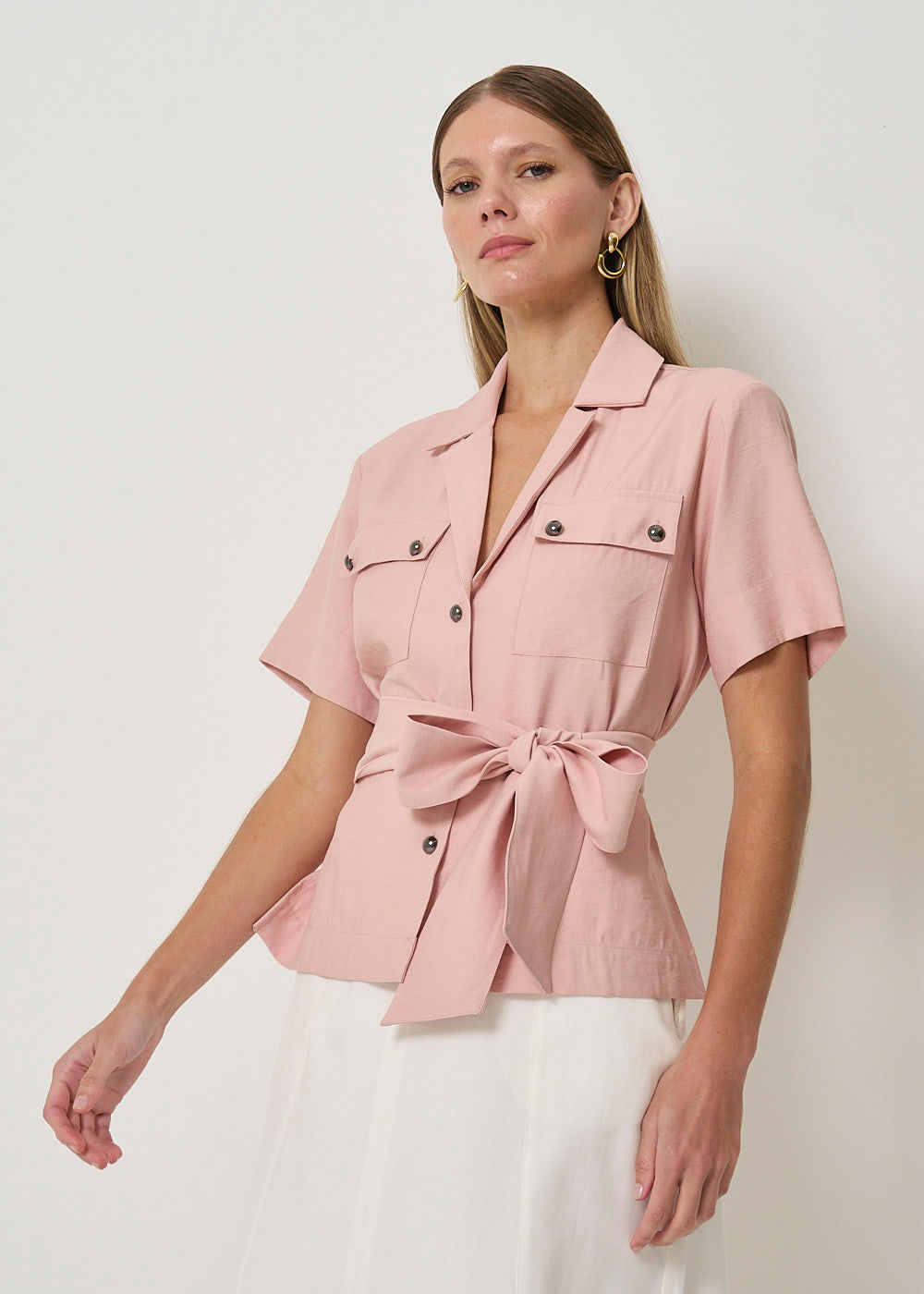 25.40.3405RSE BLUSA M/C DECOTE COM  AMARRAÇÃO - HIGHLINE