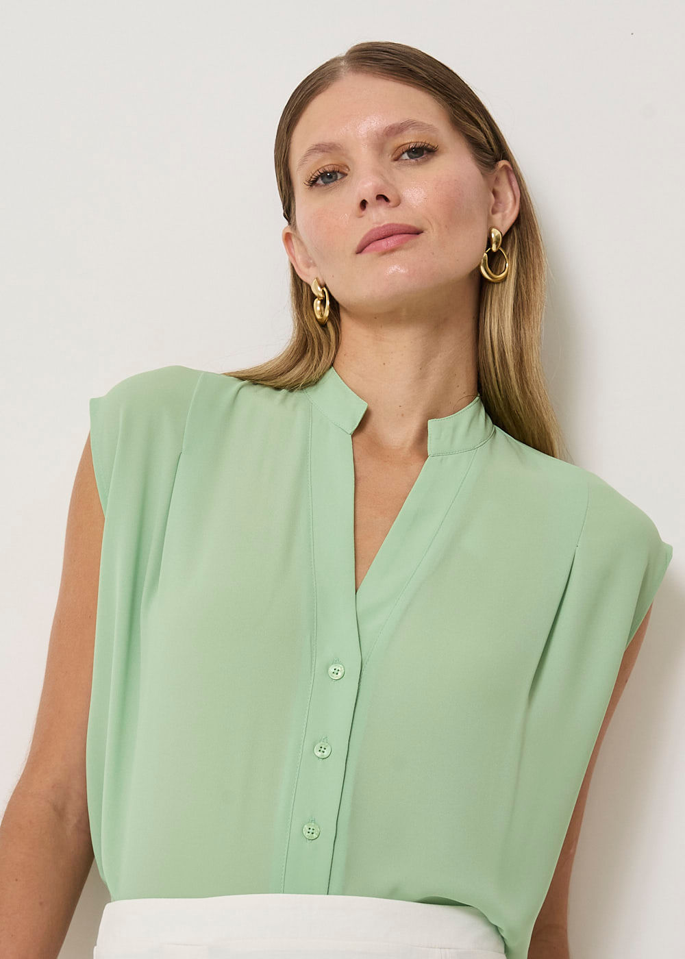 57.40.3417PST BLUSA CHIFFON M/C CAVADA PREGAS
