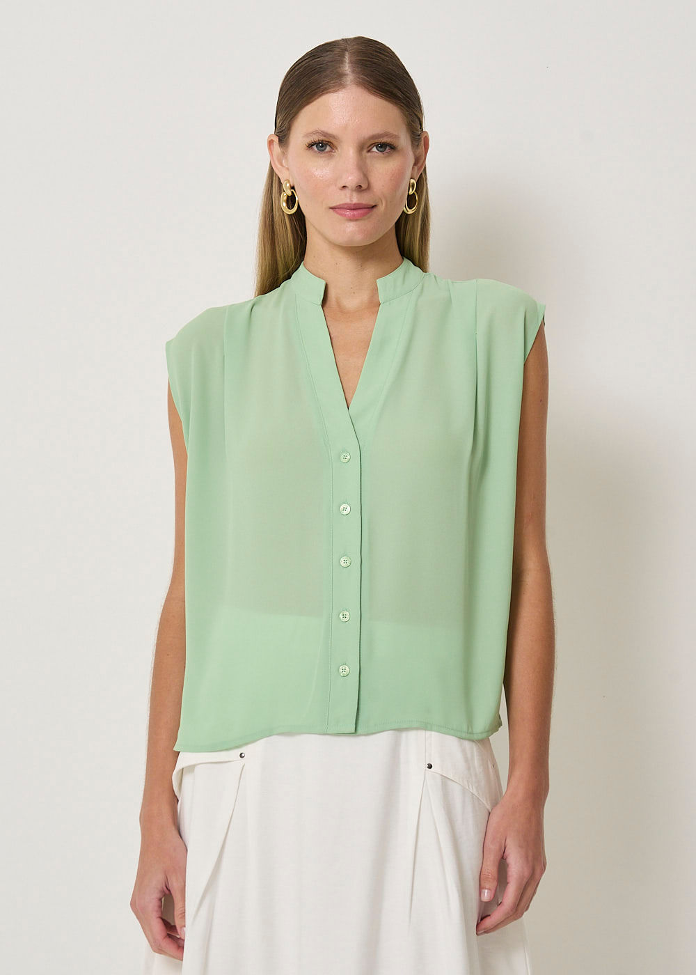 57.40.3417PST BLUSA CHIFFON M/C CAVADA PREGAS