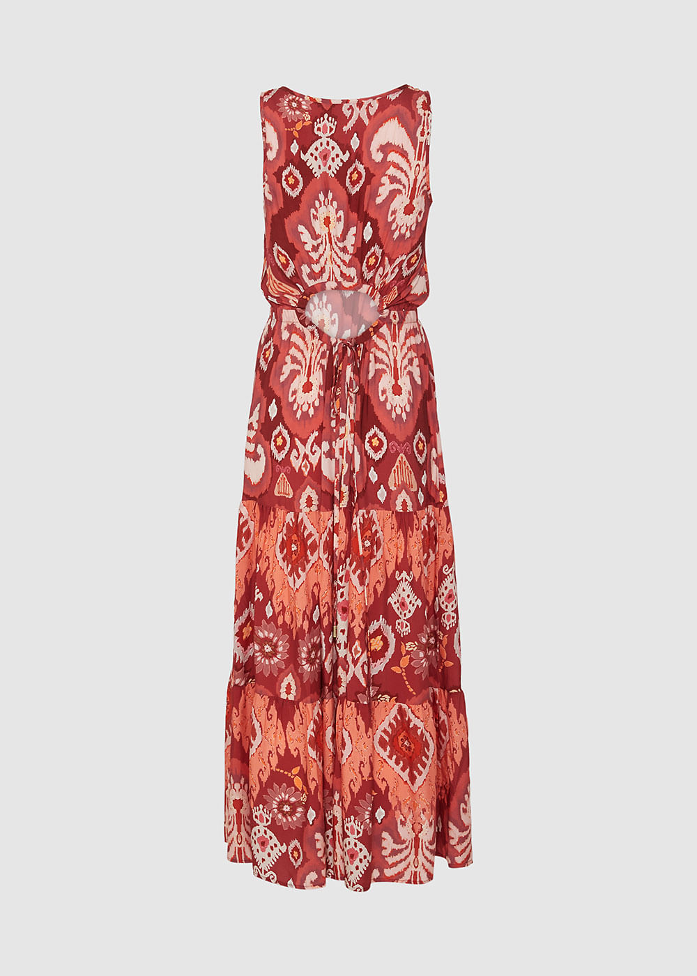 53.50.3456EST VESTIDO LONGO DETALHADO ESTAMPA WARM ABSTRACT