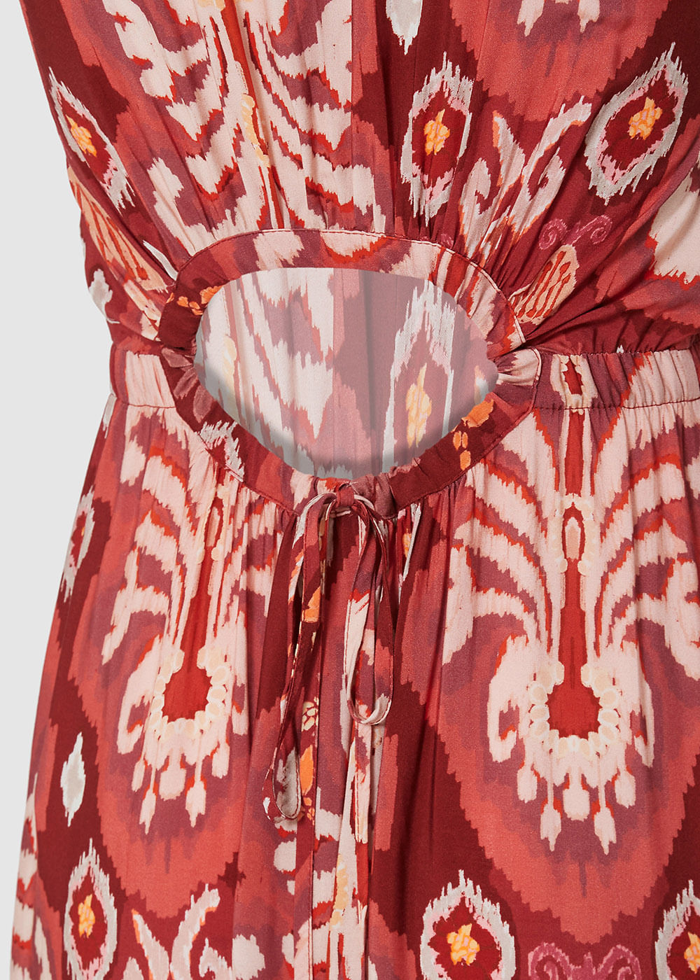 53.50.3456EST VESTIDO LONGO DETALHADO ESTAMPA WARM ABSTRACT