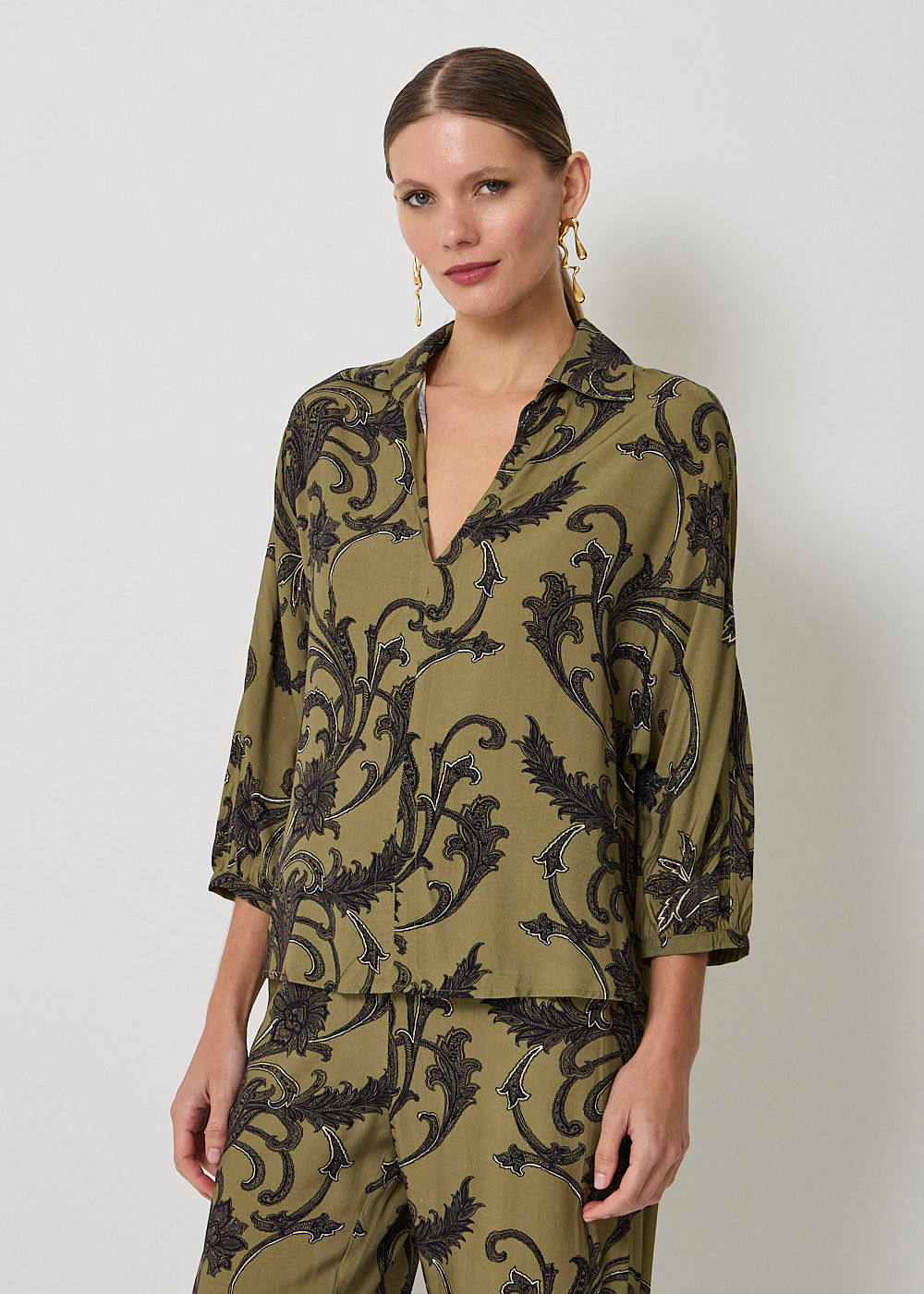 56.20.3508EST BLUSA MANGA 7/8 ESTAMPA LACE FLOWERS