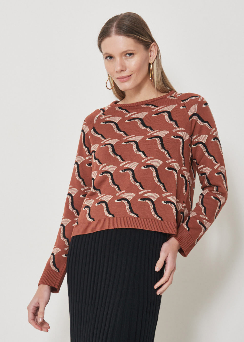 46.40.3505TRL BLUSA M/L TRICOT JACQUARD DUAL SNAKES