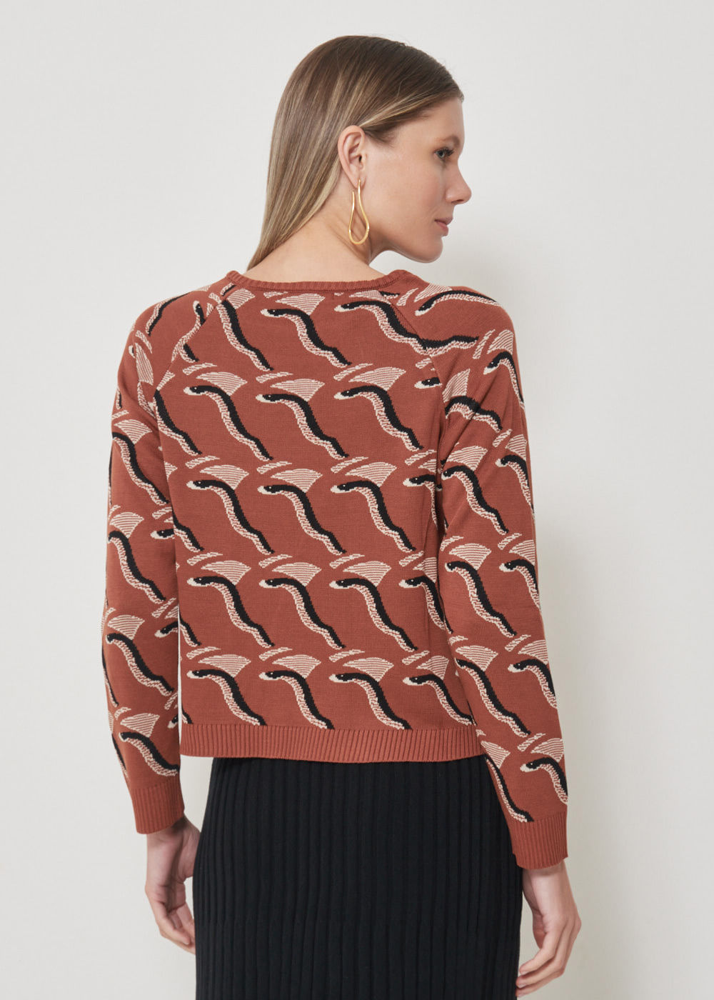 46.40.3505TRL BLUSA M/L TRICOT JACQUARD DUAL SNAKES