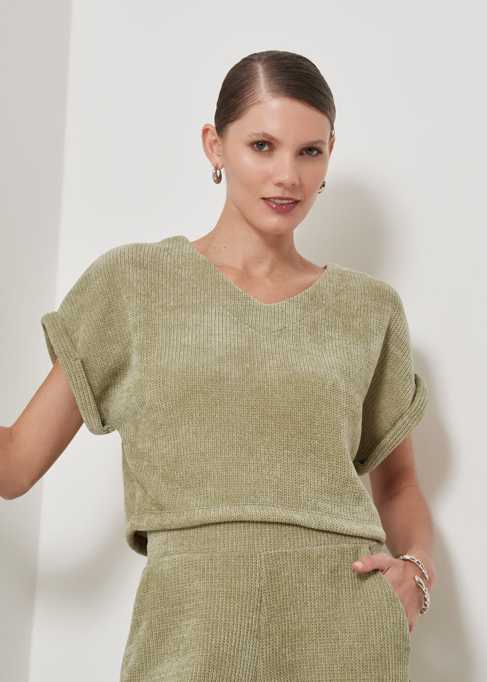 67.40.3510OLI BLUSA MALHA M/C TEXTURIZADA