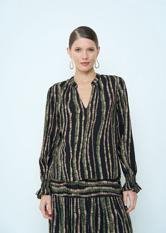 56.20.3501EST BLUSA PUNHO LASTEX ESTAMPA CIRCLES COLORS