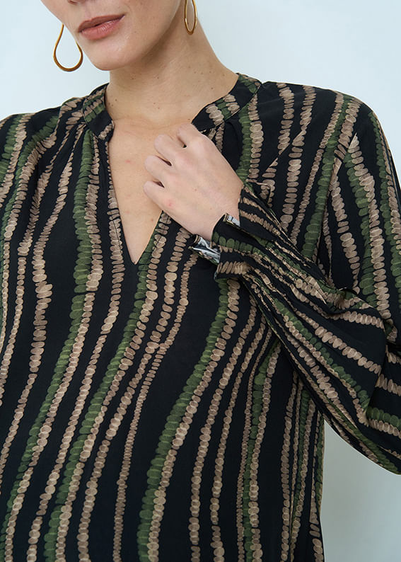 56.20.3501EST BLUSA PUNHO LASTEX ESTAMPA CIRCLES COLORS