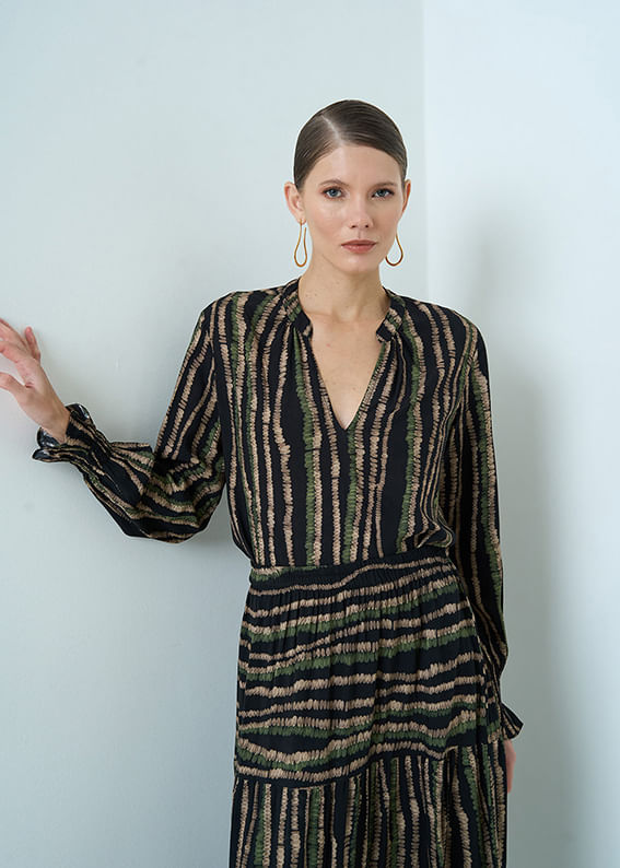 56.20.3501EST BLUSA PUNHO LASTEX ESTAMPA CIRCLES COLORS