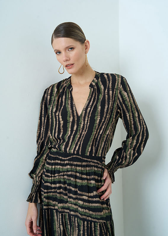 56.20.3501EST BLUSA PUNHO LASTEX ESTAMPA CIRCLES COLORS