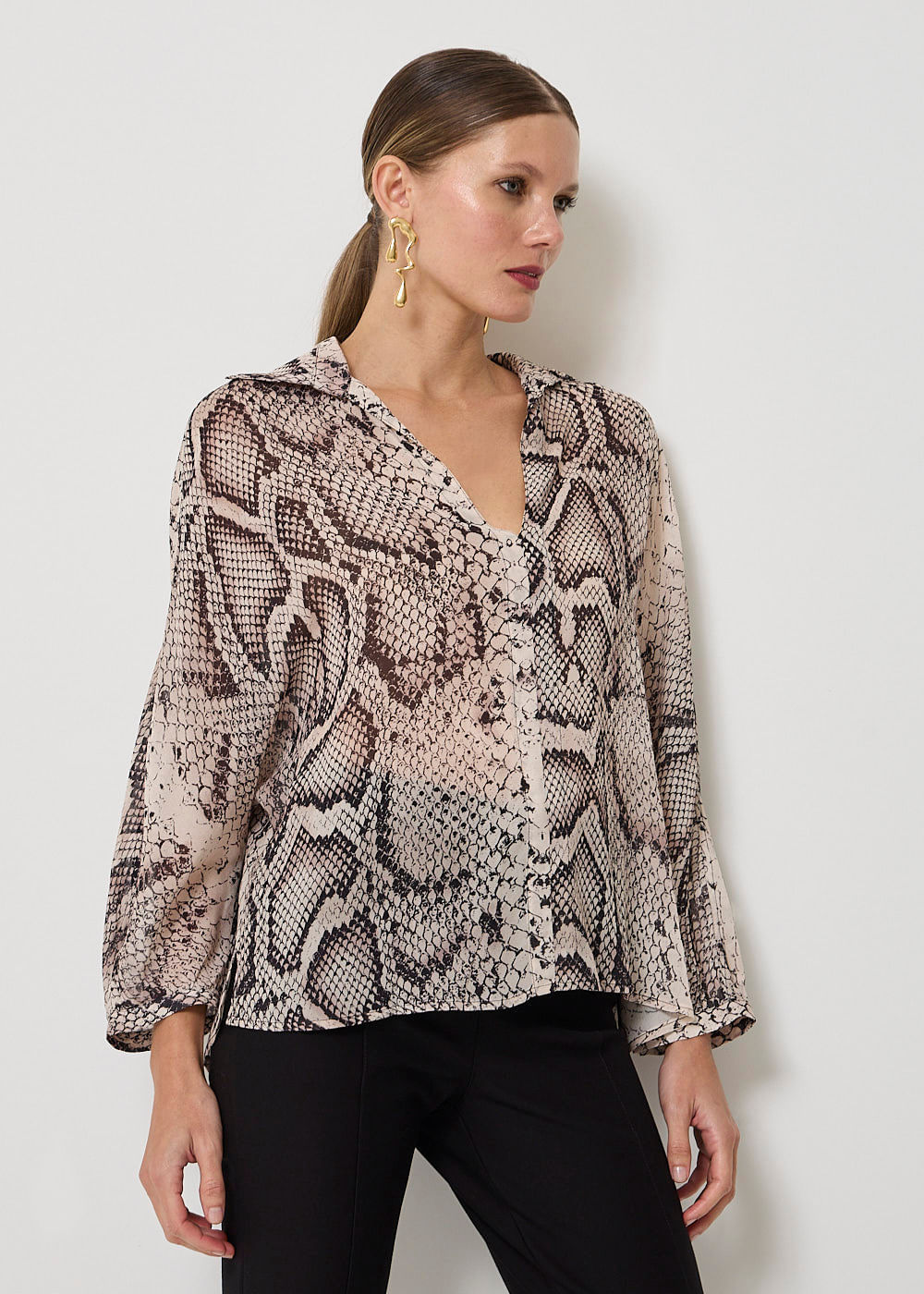 56.20.3509EST BLUSA MANGA 7/8 ESTAMPA SNAKE SKIN