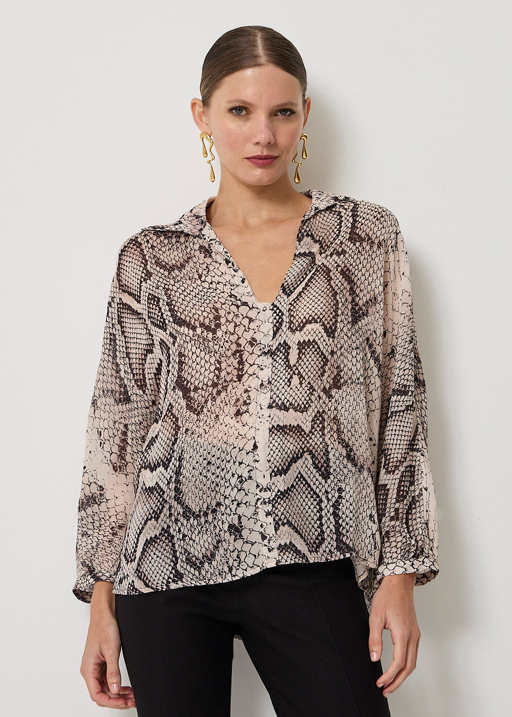 56.20.3509EST BLUSA MANGA 7/8 ESTAMPA SNAKE SKIN