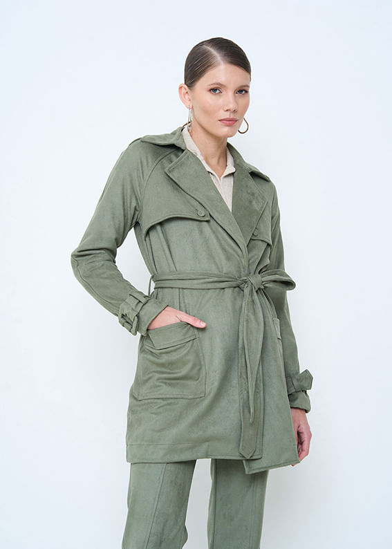 31.50.3501OLI TRENCH COAT ALONGADO C/ BOLSOS SUEDE