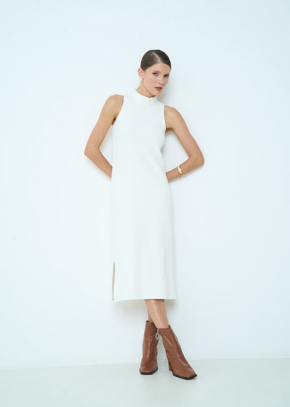63.11.3502OFW VESTIDO MIDI MALHA TEXTURIZADA