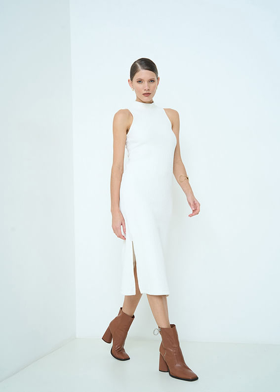 63.11.3502OFW VESTIDO MIDI MALHA TEXTURIZADA