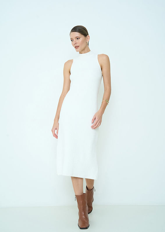 63.11.3502OFW VESTIDO MIDI MALHA TEXTURIZADA