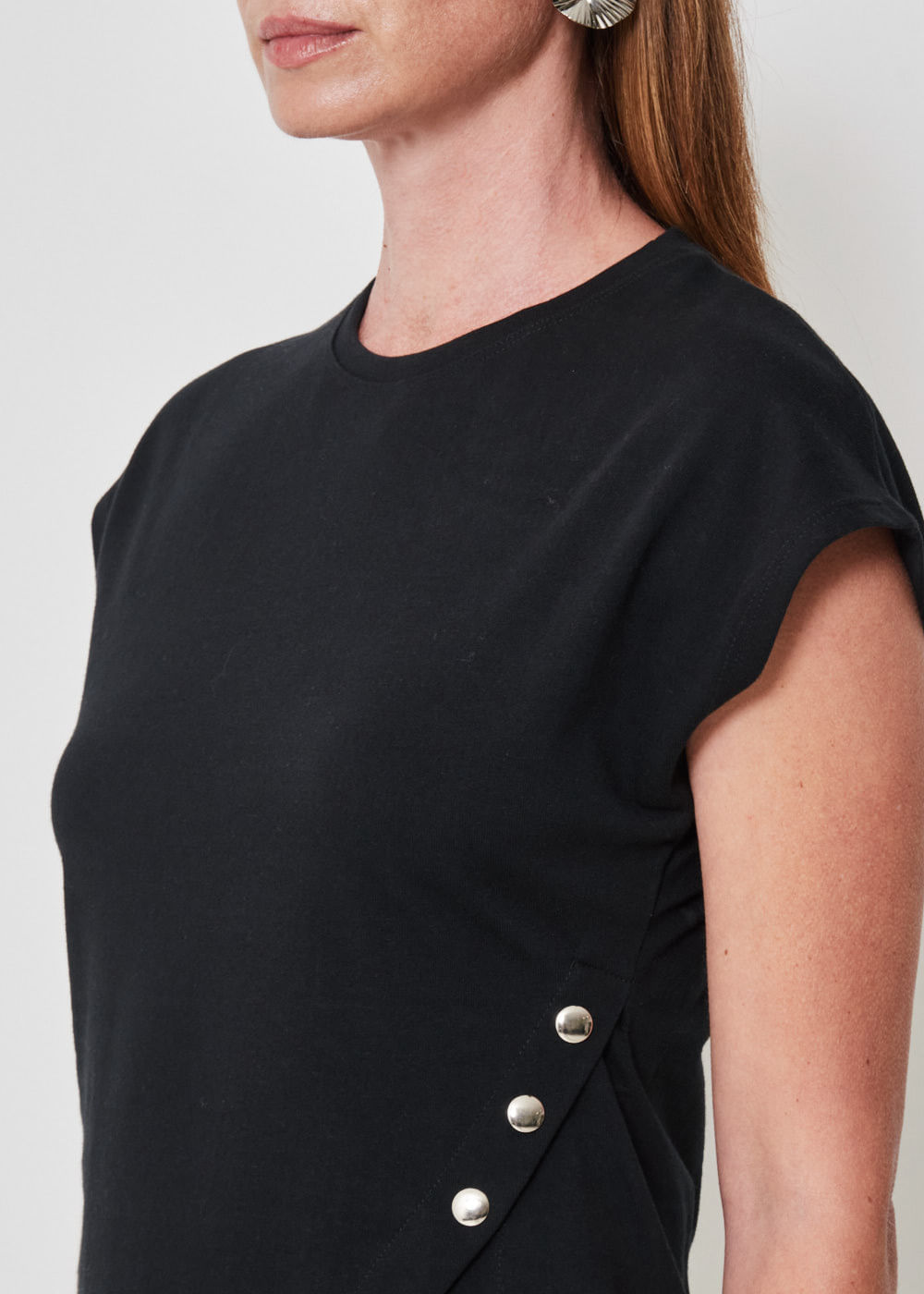 67.40.3509PTO BLUSA M/C MALHA RECORTE BOTÕES