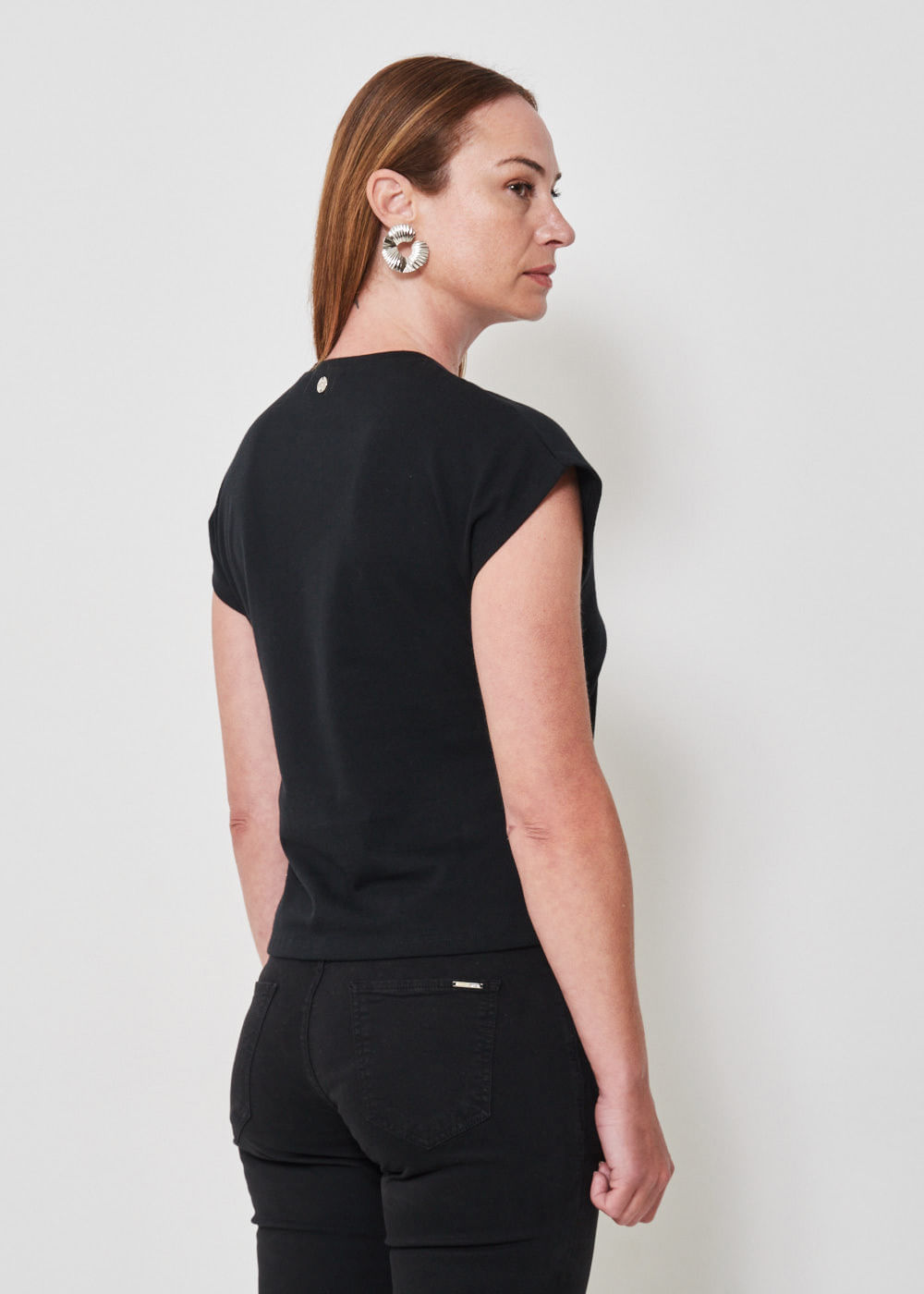 67.40.3509PTO BLUSA M/C MALHA RECORTE BOTÕES