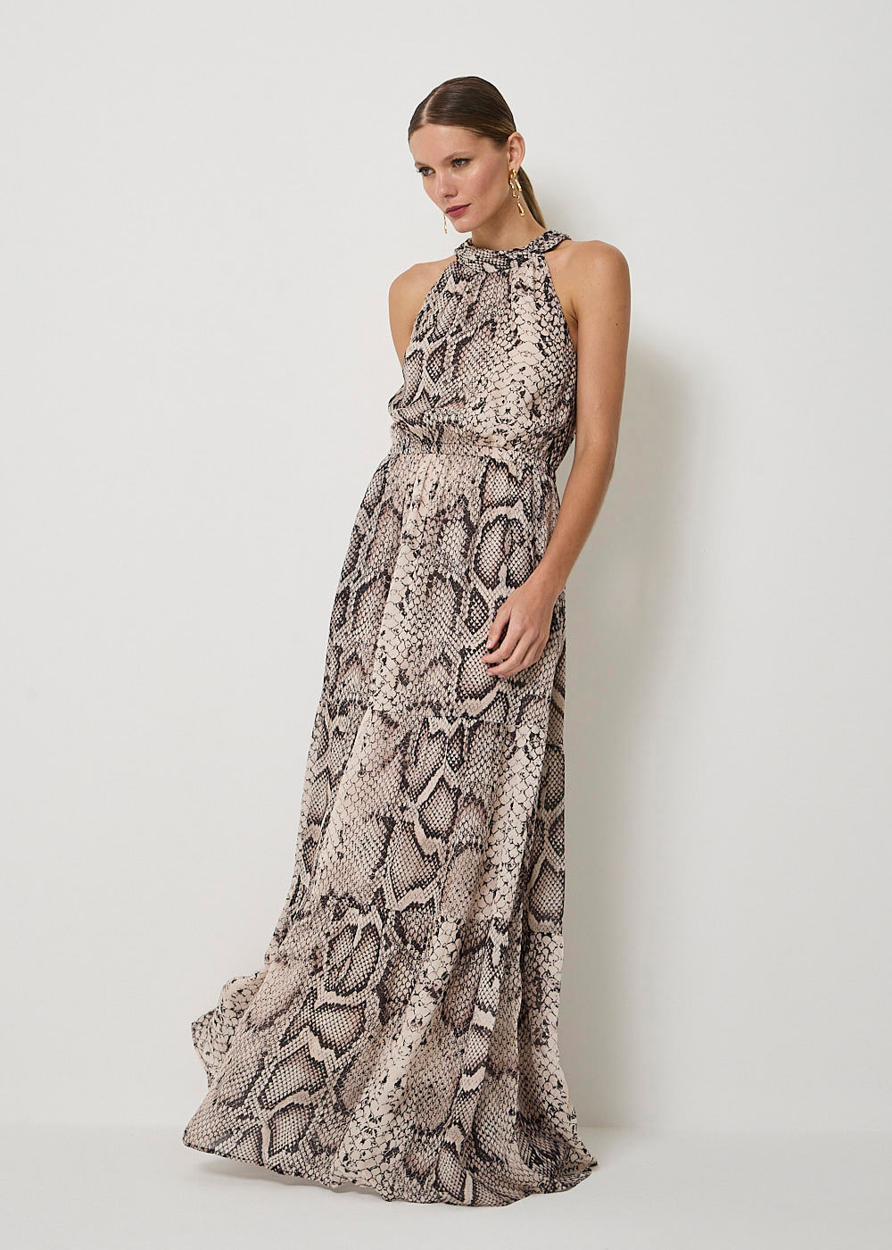 53.50.3518EST VESTIDO LONGO ESTAMPA SNAKE SKIN