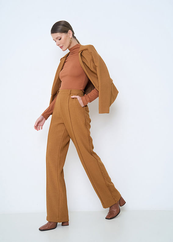 22.21.3507CHO CALÇA TWEED ALFAIATARIA DETALHADA C/ NERVURAS