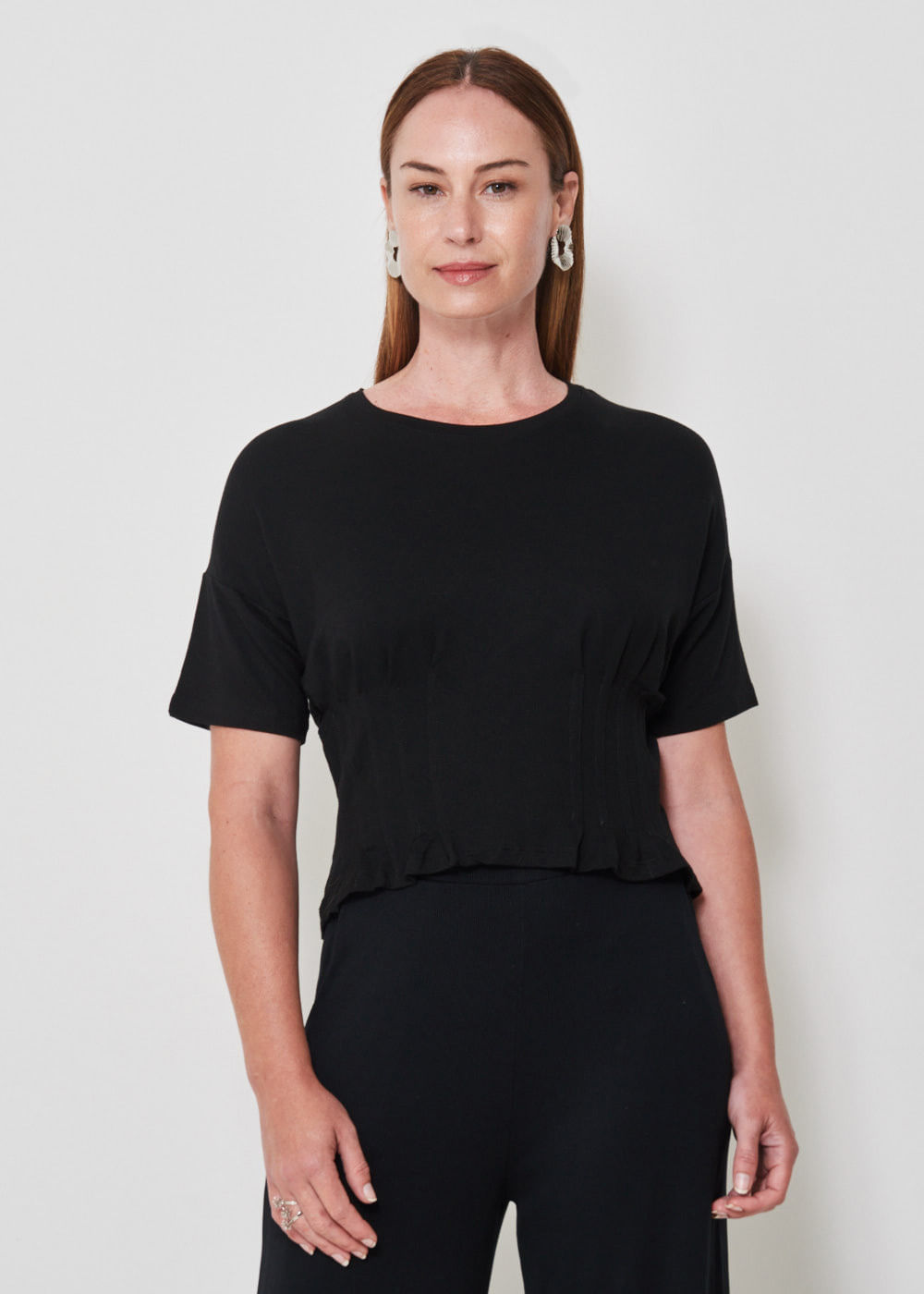 67.40.3505PTO BLUSA M/C MALHA COM PREGAS