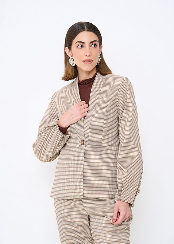21.30.3510CHO BLAZER ALFAIATARIA XADREZ PIED POULE