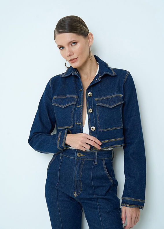 11.30.3501AMA JAQUETA JEANS PESPONTO TRIPLO
