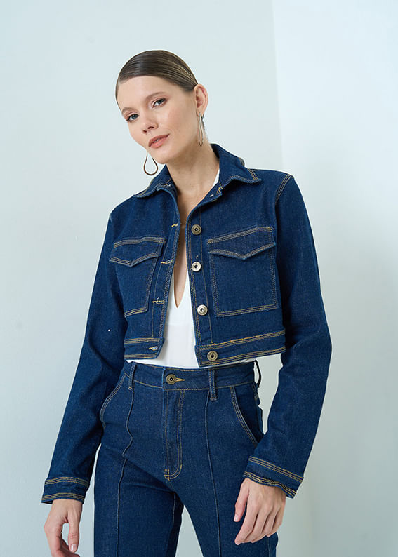 11.30.3501AMA JAQUETA JEANS PESPONTO TRIPLO