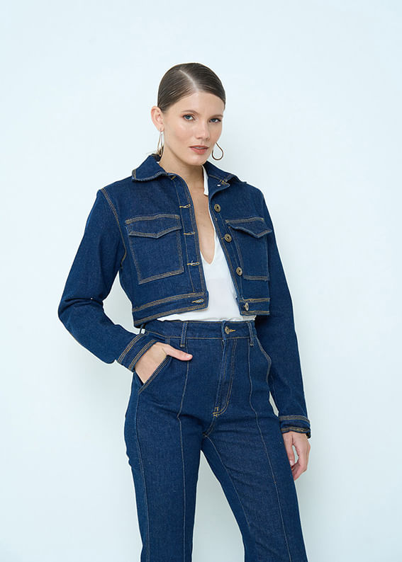 11.30.3501AMA JAQUETA JEANS PESPONTO TRIPLO