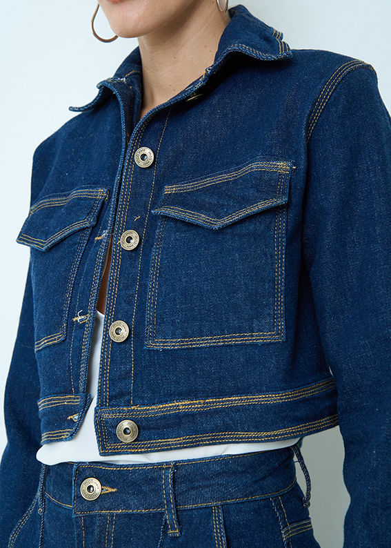 11.30.3501AMA JAQUETA JEANS PESPONTO TRIPLO