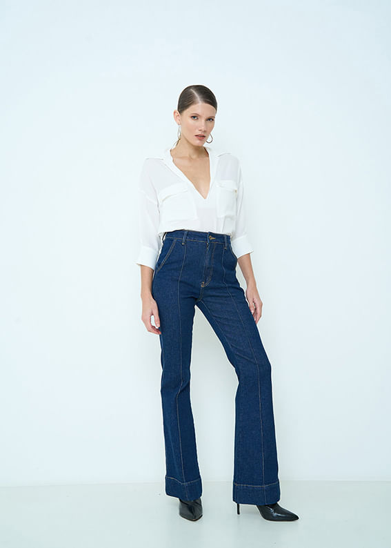 12.22.3501AMA CALÇA  FLARE JEANS PESPONTO TRIPLO
