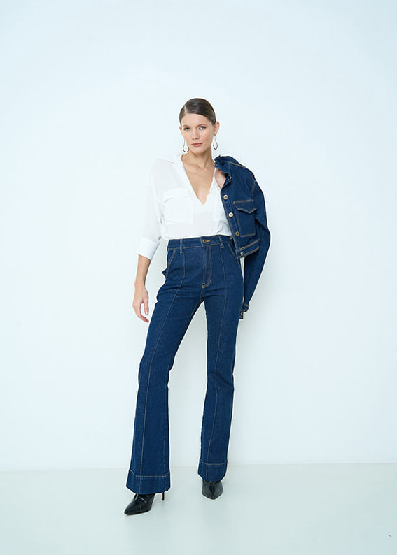 12.22.3501AMA CALÇA  FLARE JEANS PESPONTO TRIPLO