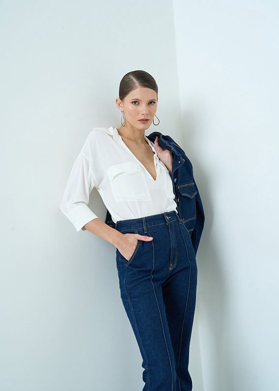 12.22.3501AMA CALÇA  FLARE JEANS PESPONTO TRIPLO