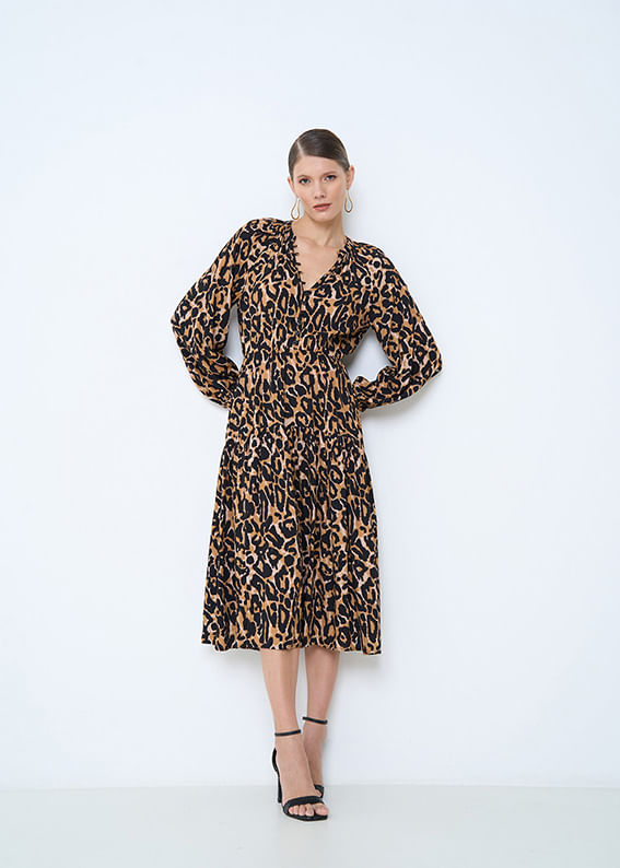 53.23.3505EST VESTIDO MIDI ESTAMPA WILD ANIMAL PRINT