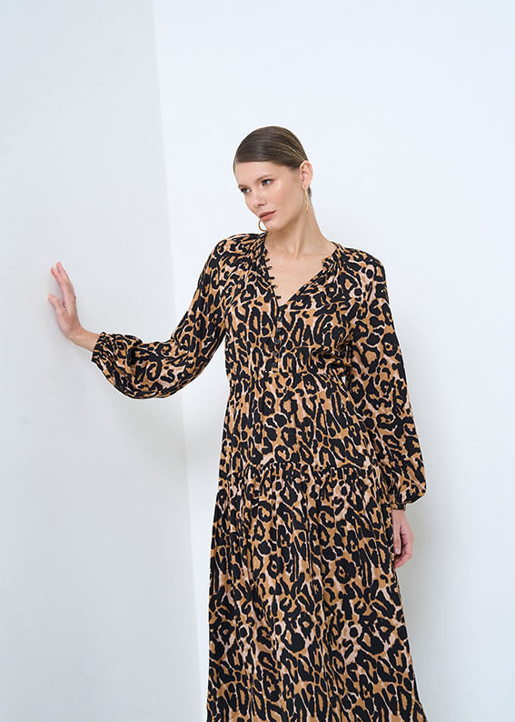 53.23.3505EST VESTIDO MIDI ESTAMPA WILD ANIMAL PRINT