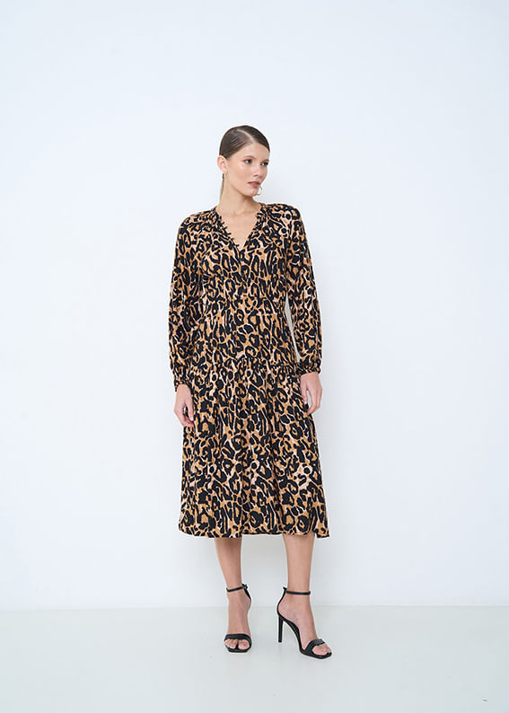 53.23.3505EST VESTIDO MIDI ESTAMPA WILD ANIMAL PRINT