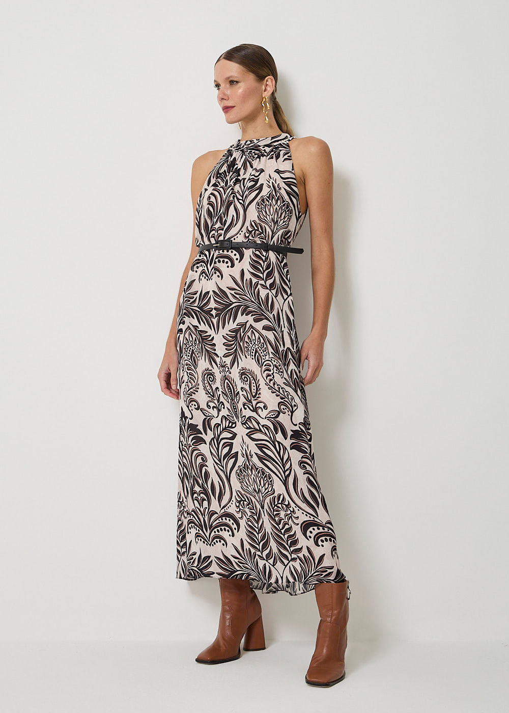 53.50.3514HAI VESTIDO LONGUETE ESTAMPA LIGHT LEAVES