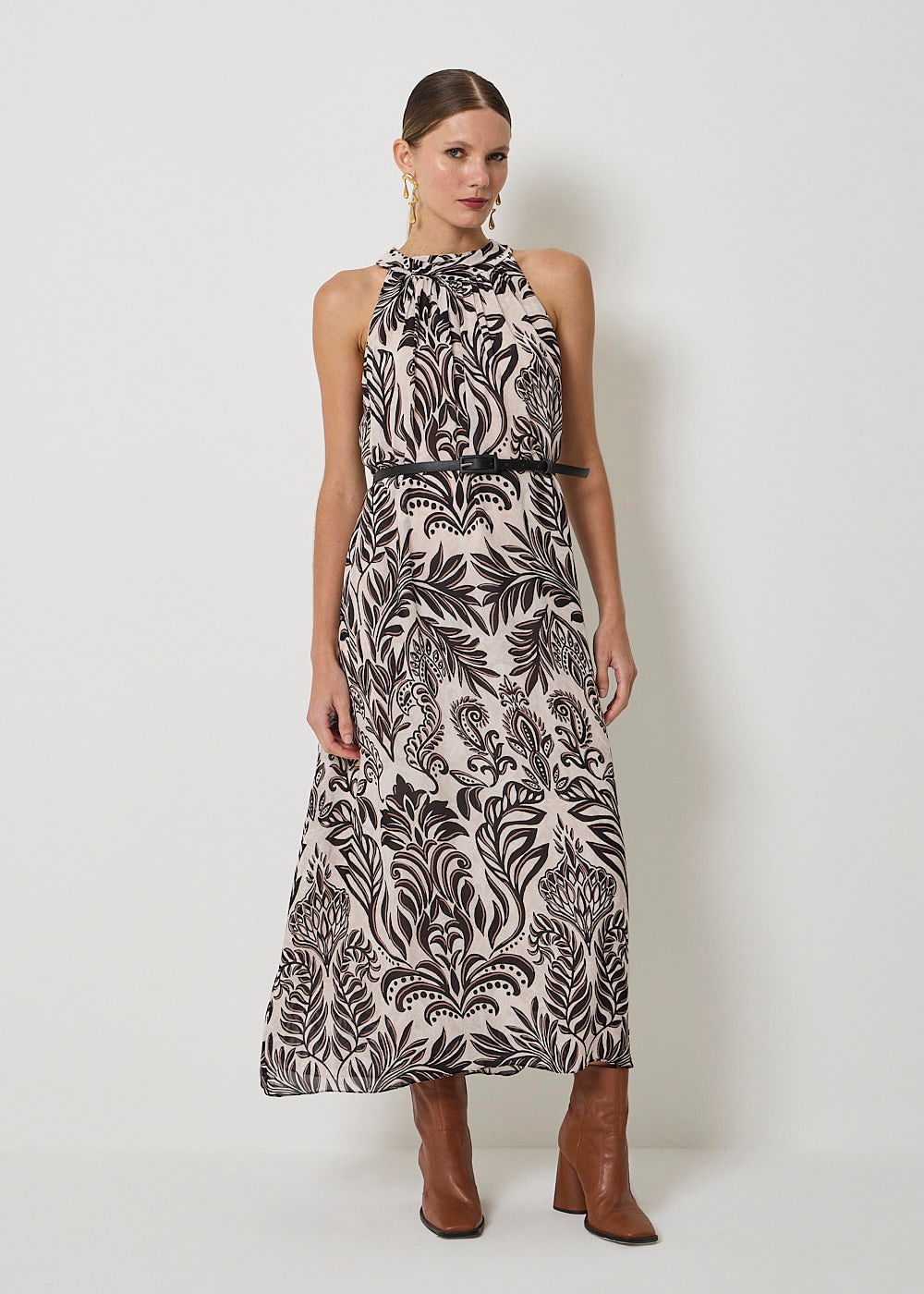 53.50.3514HAI VESTIDO LONGUETE ESTAMPA LIGHT LEAVES