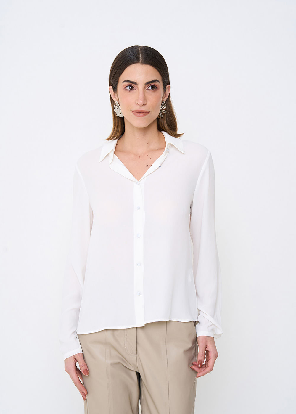 55.40.3502OFW CAMISA CHIFFON M/L COM BOTÕES