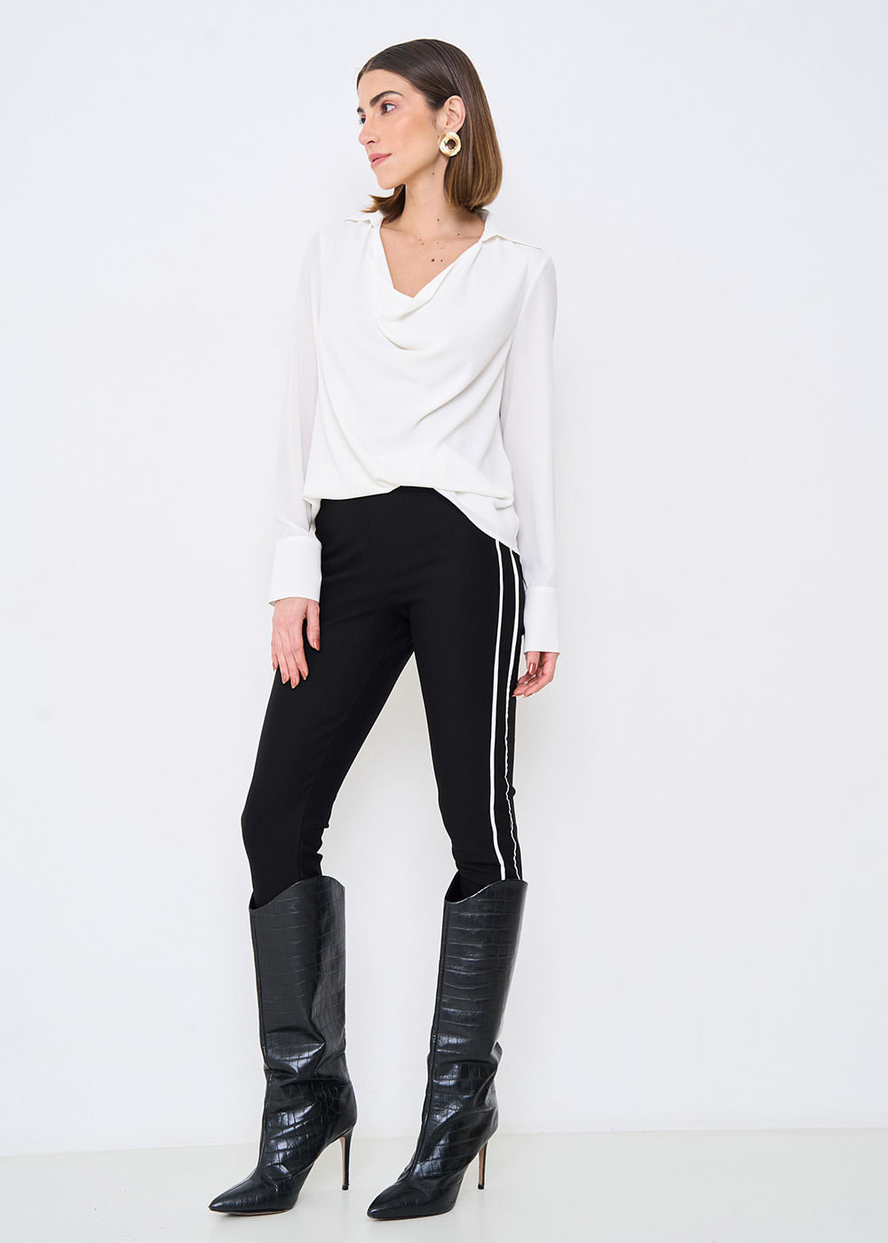 62.20.3501PTO CALÇA LEGGING MALHA BICOLOR