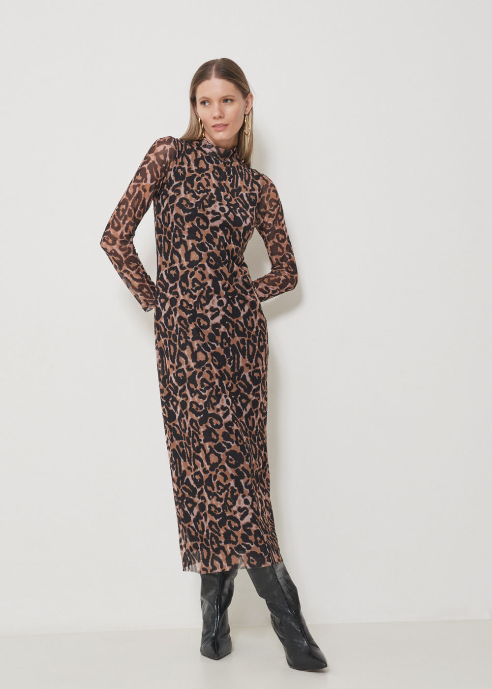 63.23.3501EST VESTIDO MIDI DE TULE ESTAMPA WILD ANIMAL PRINT
