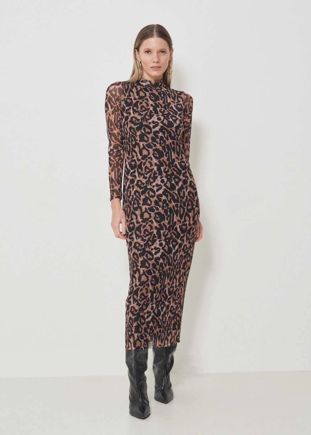 63.23.3501EST VESTIDO MIDI DE TULE ESTAMPA WILD ANIMAL PRINT