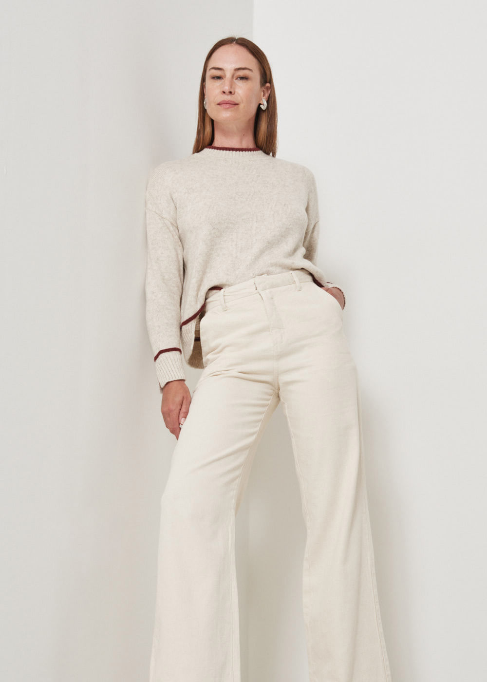 12.75.3504CRU CALÇA SARJA WIDE LEG BOLSO FACA