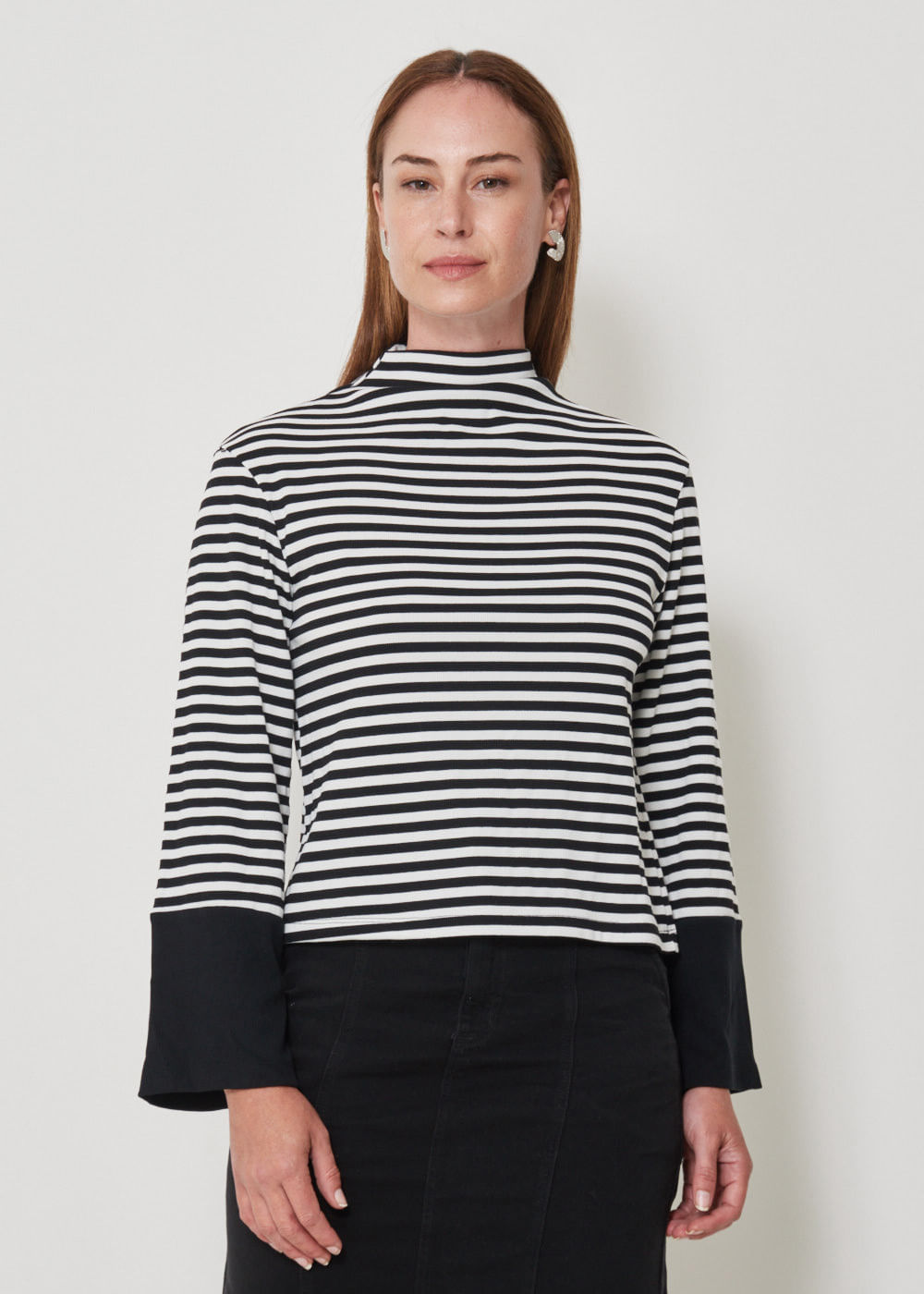 66.40.3501LIS BLUSA M/L LISTRADA GOLA ALTA