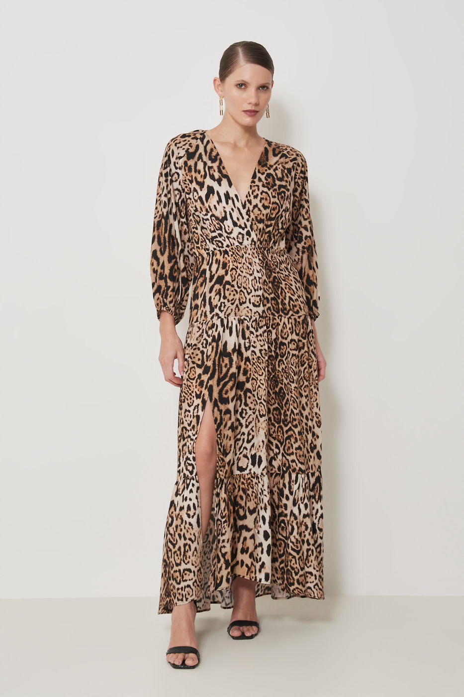 53.50.3504EST VESTIDO LONGO DETALHADO ESTAMPA SAVAGE ANIMAL
