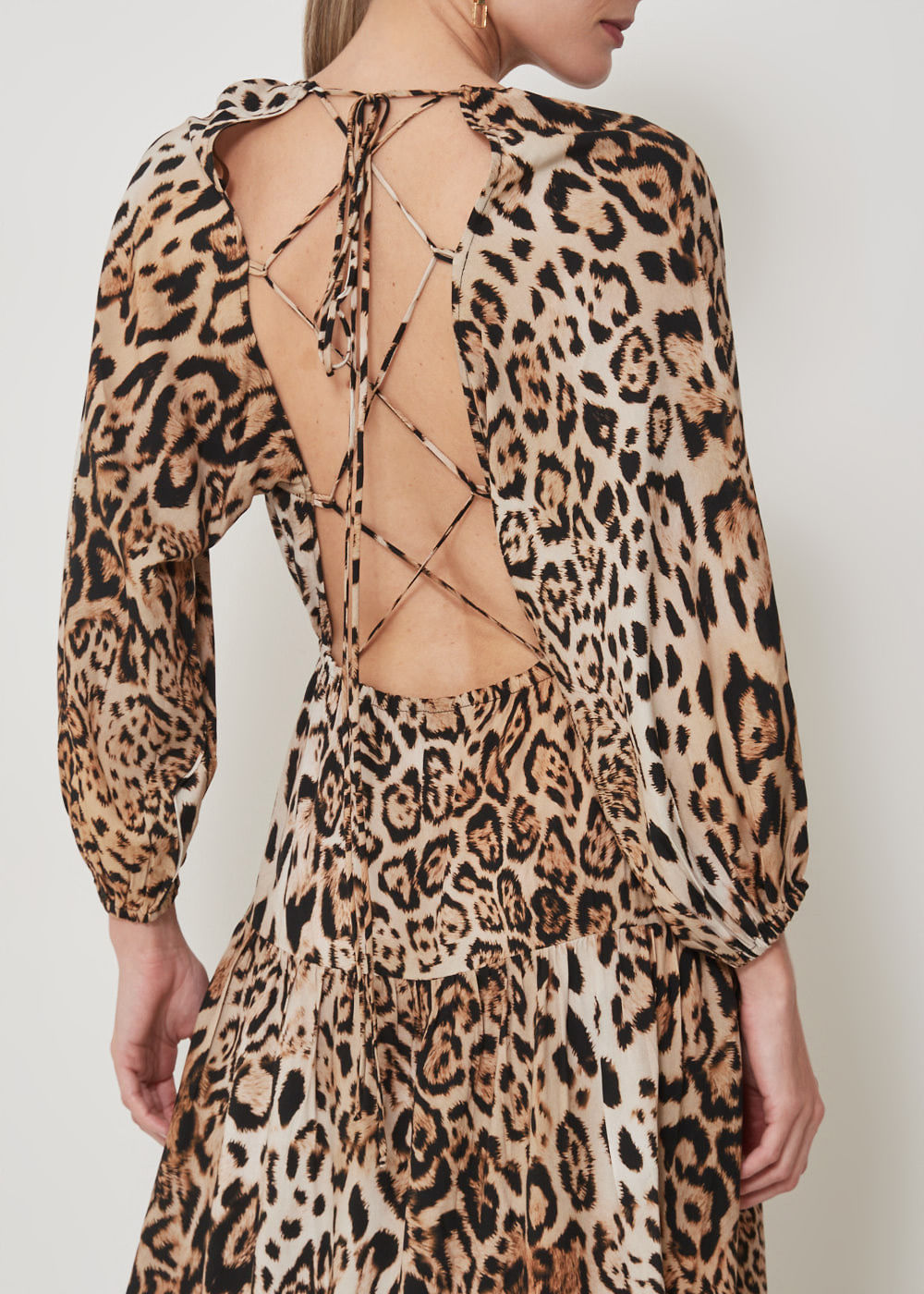 53.50.3504EST VESTIDO LONGO DETALHADO ESTAMPA SAVAGE ANIMAL