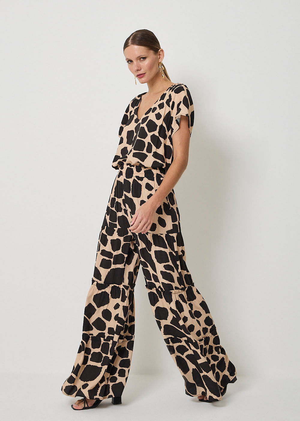 52.23.3501EST CALÇA PANTALONA RECORTES ESTAMPA SAFARI GIRAFFE