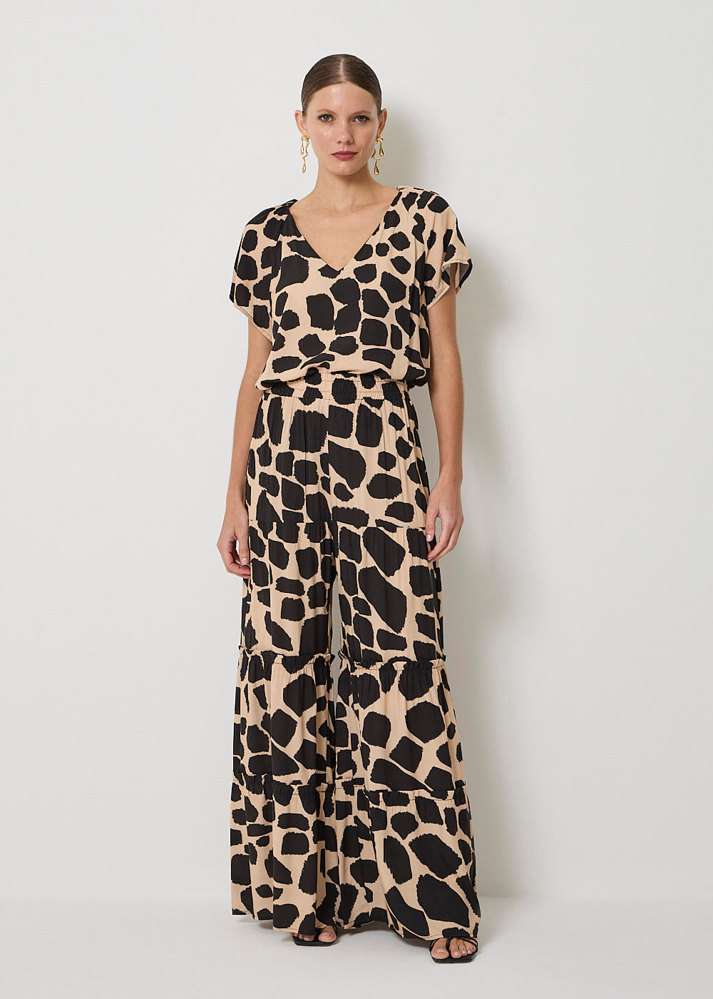 52.23.3501EST CALÇA PANTALONA RECORTES ESTAMPA SAFARI GIRAFFE